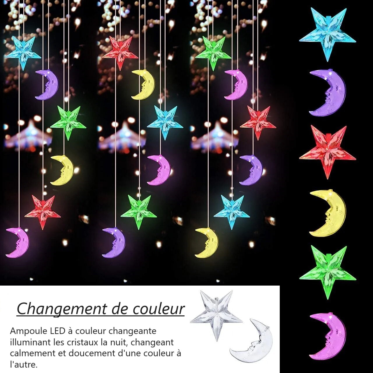 Carillon Solaire Magique Etoile Lune
