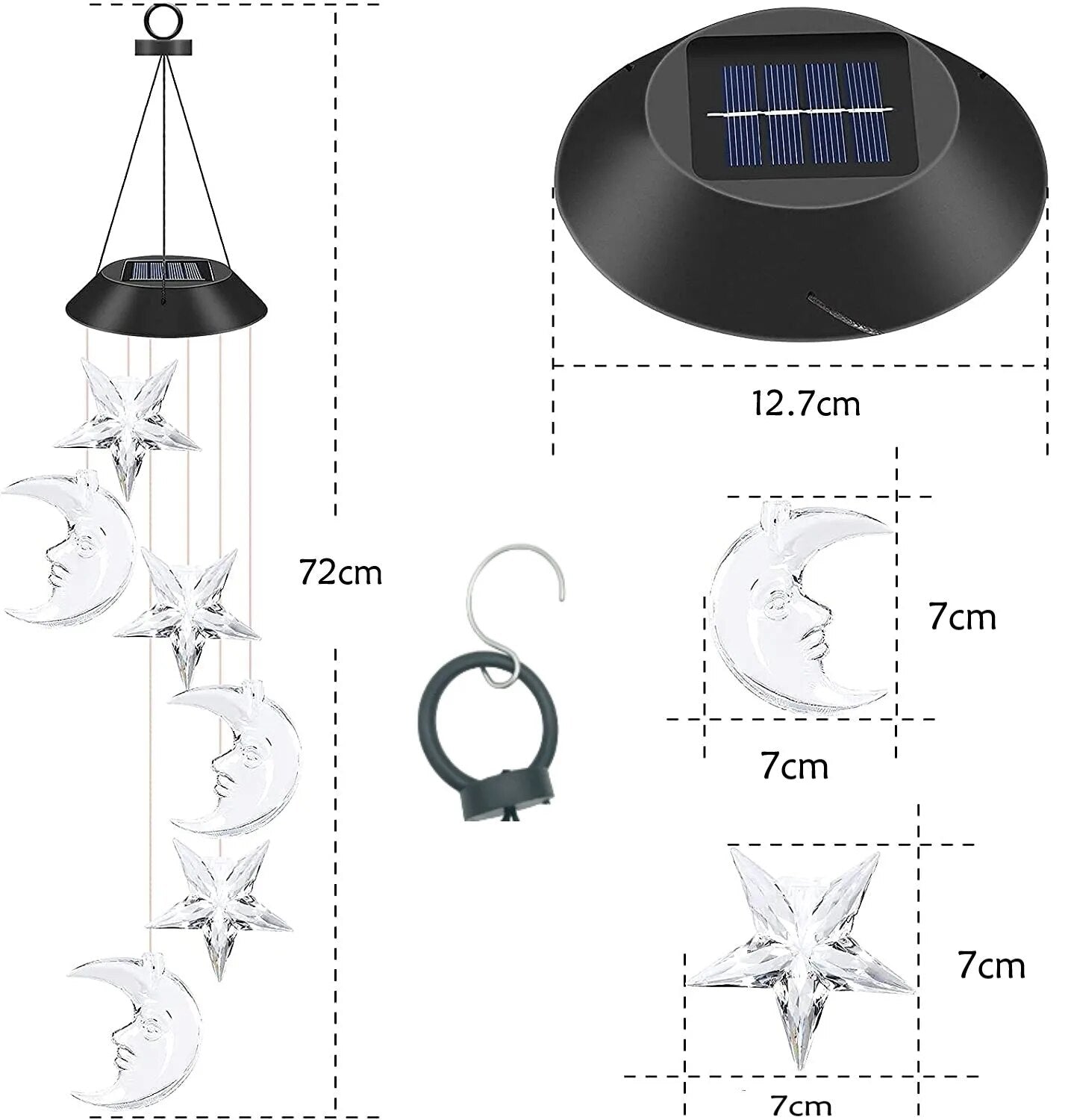 Carillon Solaire Magique Etoile Lune