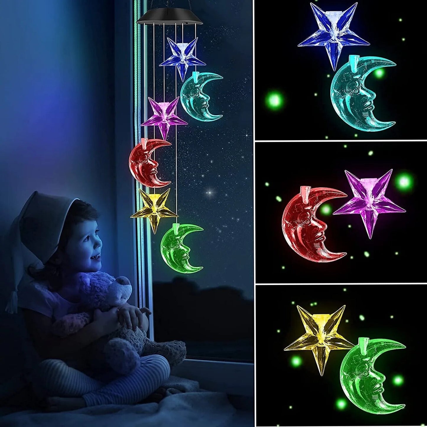 Carillon Solaire Magique Etoile Lune