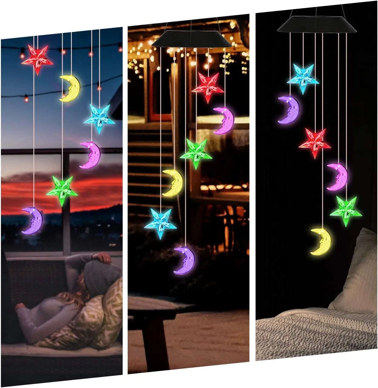 Carillon Solaire Magique Etoile Lune
