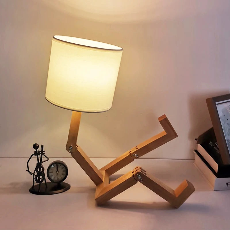Lampe Robot Articulée en Bois