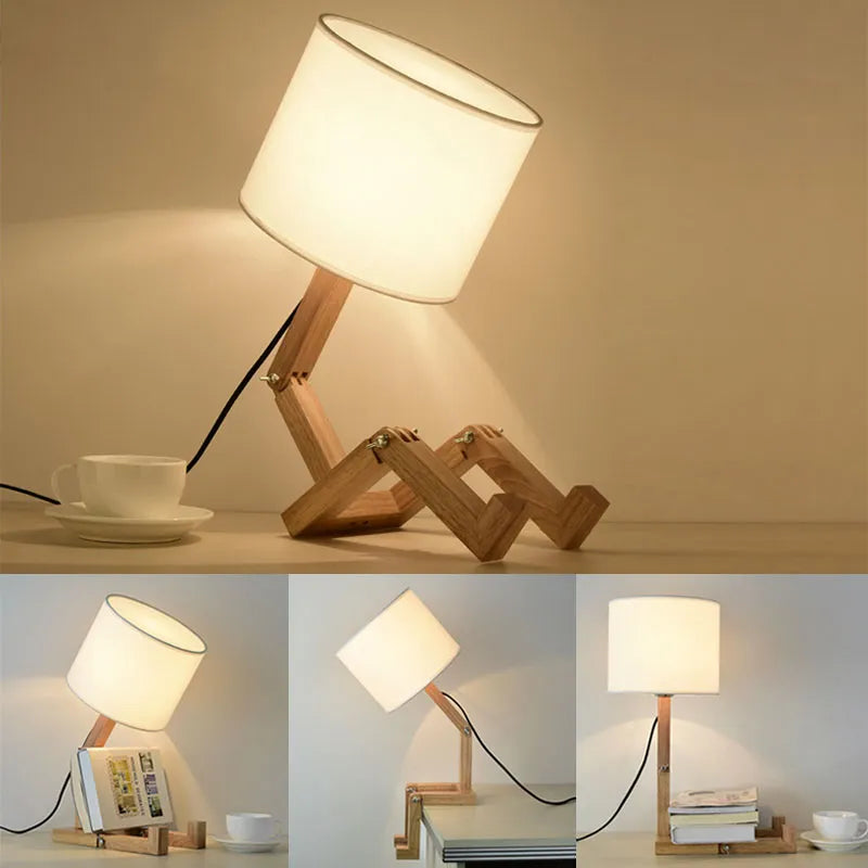 Lampe Robot Articulée en Bois