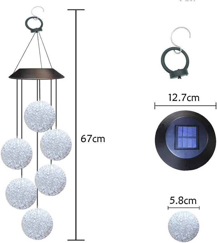 Carillon solaire balles multi couleur automatique décoration intérieur extérieur