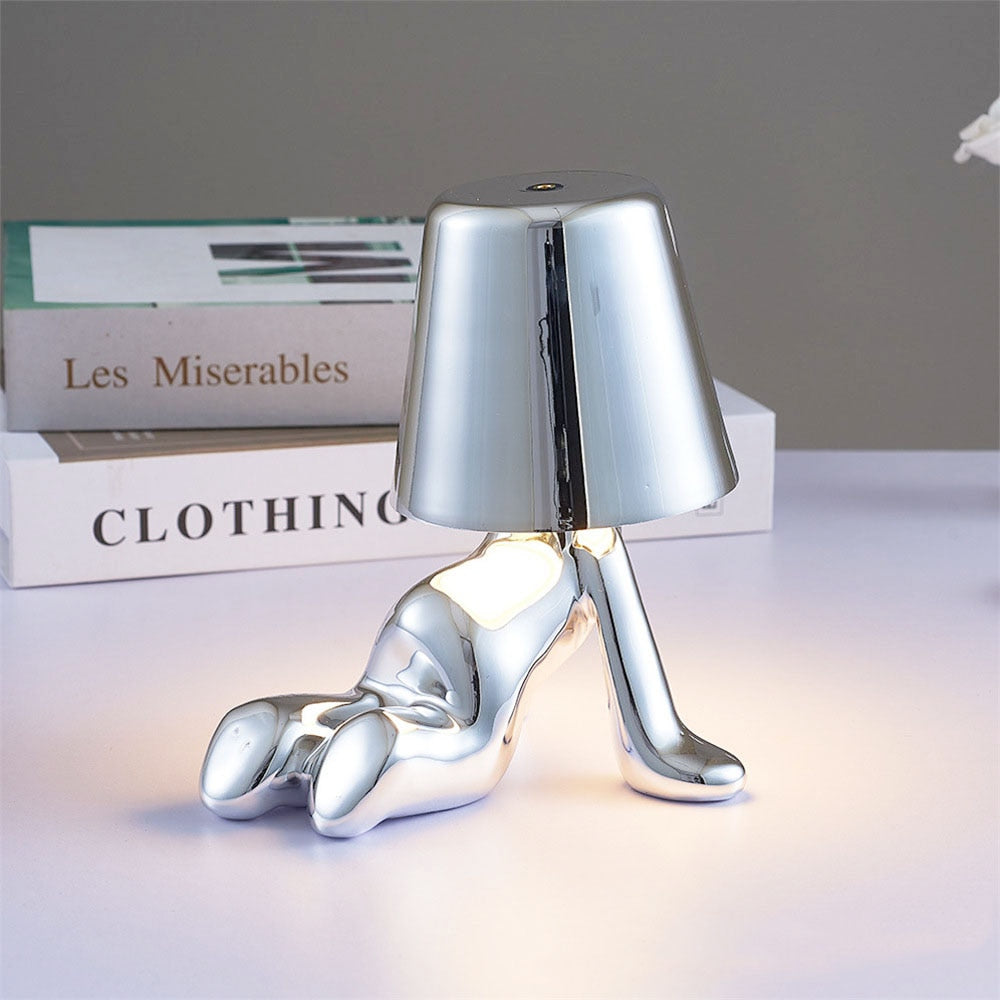 Thinker veilleuse tactile métal couleur or ou argent